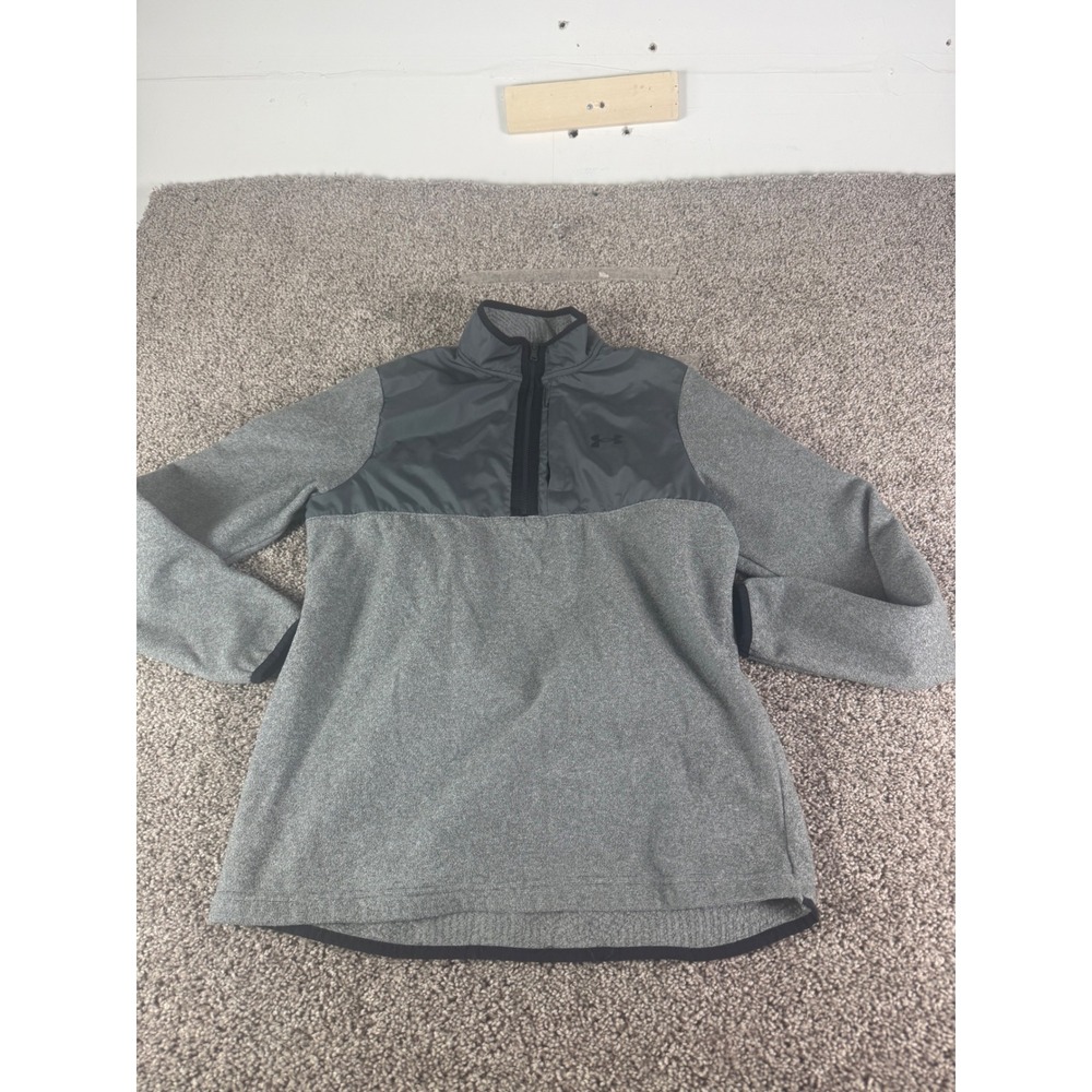Under Armour ColdGear Mens Small Gray 1/4 Zip Fleece‎ Pullover Jacket Sweater